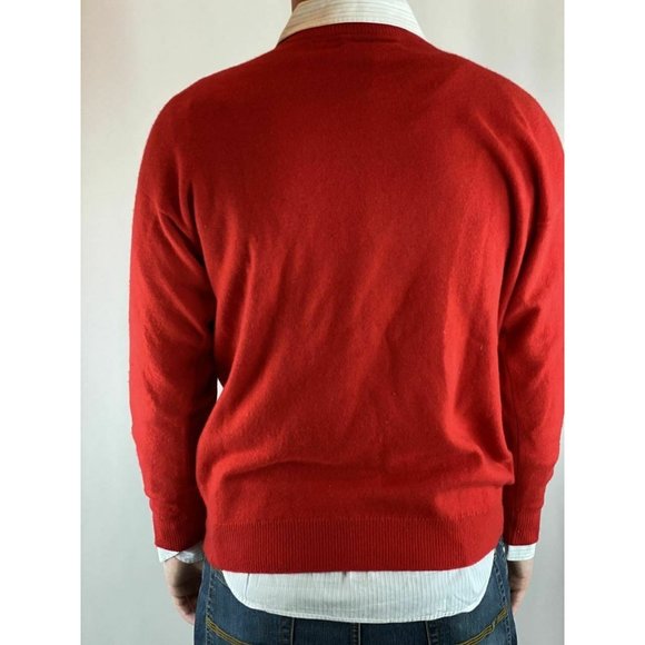 Burberrys Vibrant Red Pure Cashmere Crew Neck Swea - Picture 3 of 6